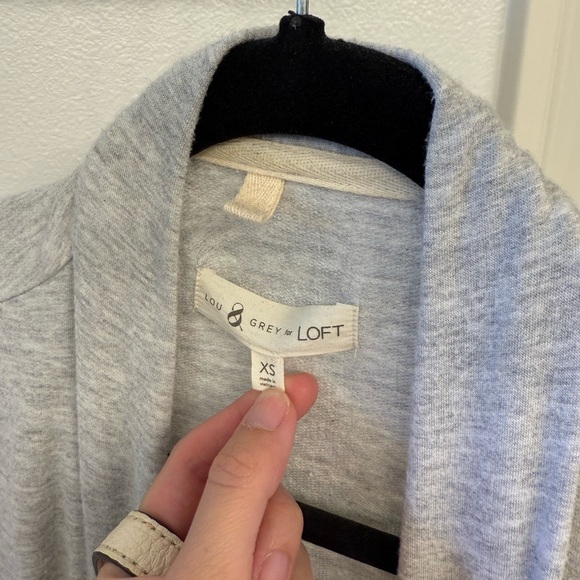 GUC Lou & Grey Cotton Drape Cardigan Light Gray size XS - Picture 2 of 3